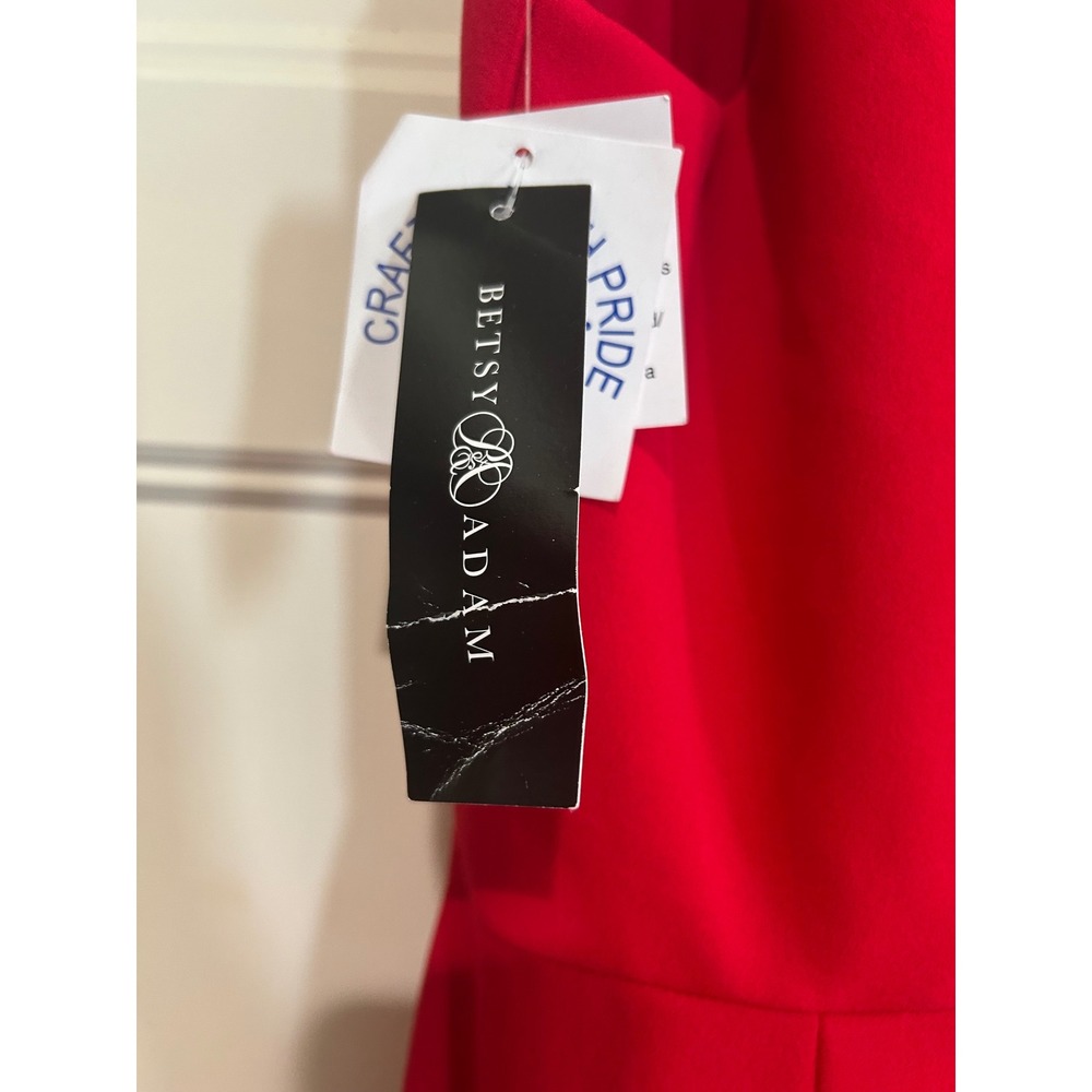 Betsy & Adam Red Ruffle-Hem Prom Gown - Picture 6 of 11